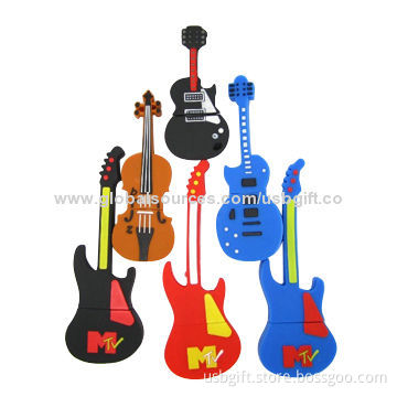 USB Flash Drive, Simulation Model, Guitar Shape, PVC Material, OEM and ODM Orders are Welcomed